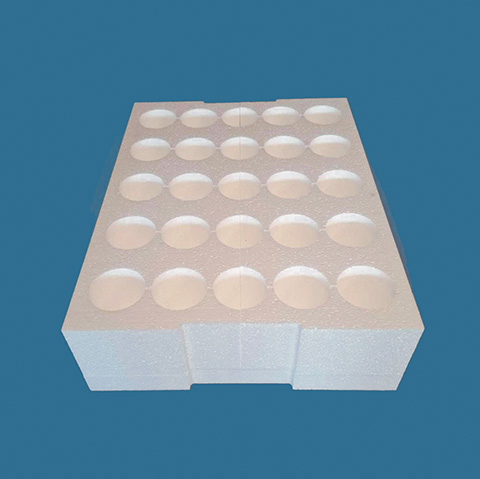 a polystyrene bottle pack on a blue background