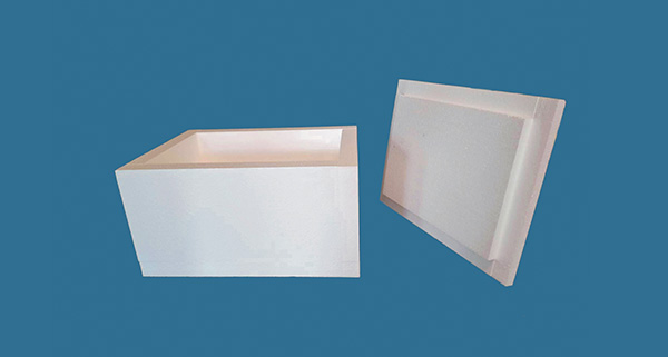 White rectangular box with a removable lid on a blue background ideal for storage or organization in various settings four options for versatility