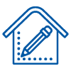 icon of a house with a pencil indicating home design and construction 12 tips for planning projects