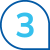number two in a circular blue outline representing step two in a three step process or guide